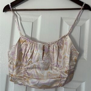 Elodie Pastel Swirl Satin Crop Top Size Medium NWT